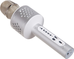 Микрофон вокальный Bluetooth TESLER KM-50S караоке серебристый