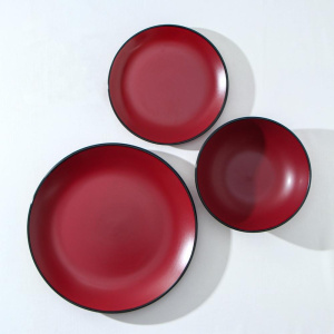 Набор столовый Доляна «Ваниль», керамика, бордовый, 18 пр.(9240101)
