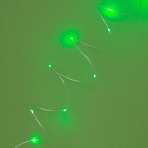 Электрогирлянда  на солн. бат. LUAZON LIGHTING "Нить" 10м, IP44, серебр. нить, 100 LED, свеч. зеленое, 2 реж. (4137021)