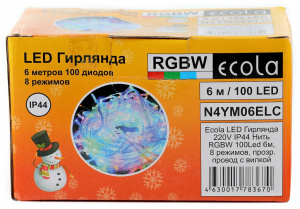 Электрогирлянда ECOLA "Нить" 6м N4YM06ELC LED 220V IP44 RGBW 100 Led