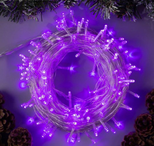 Электрогирлянда LUAZON LIGHTING "Нить" 20м, прозрачная нить, 200 LED, свечение фиолет, 8 режимов, 220 В (3556807)