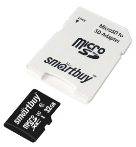 Карта micro-SD 32GB SMARTBUY (SB32GBSDCL10U3L-01)+адаптер
