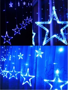 Электрогирлянда BIKSON "Дождь, звезды" LED син., 6 круп. 18 см, 6 мелк. 9 см звезд.+ коннектор (O0415-16)