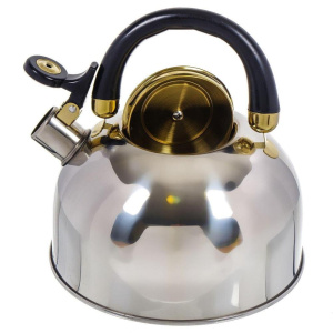 Чайник со свистком Daniks M-001, нерж., золотые вставки, 2,7 л.(291956)