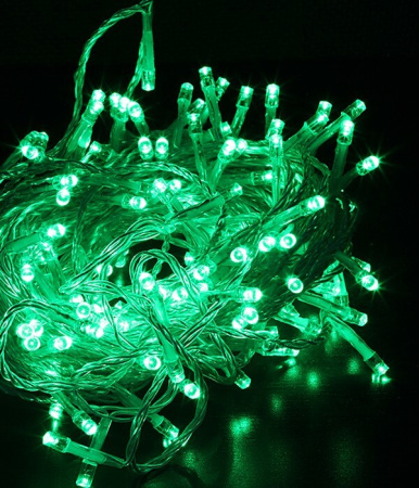 Электрогирлянда LUAZON LIGHTING "Нить" 20м, прозрачная нить, 200 LED, свечение зелёное, 8 режимов, 220 В (3556809)