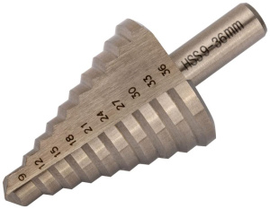 Сверло FIT ступенчатое HSS по металлу , 9 ступеней ( 9-36 мм.) (36404)