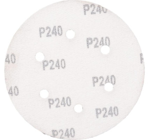 Круг шлифовальный MATRIX 150мм на ворсовой подложке под "липучку", перфорированный, P 240, 5 шт (73846)