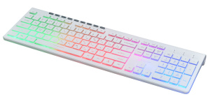 Клавиатура Oklick 490ML белый USB slim Multimedia LED