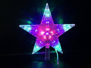 Верхушка на елку ВОЛШЕБНЫЕ ПОДАРКИ "Звезда" 22см LED разноцвет., бегущие огни (О041513-1/O0415-13/O0416-83)